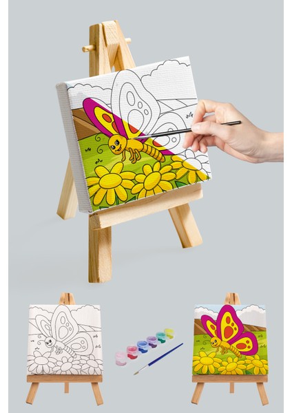 Sevimli Kelebek, Çocuk Eğitici Tuval Boyama Hobi Seti