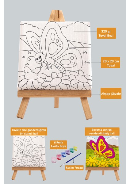 Sevimli Kelebek, Çocuk Eğitici Tuval Boyama Hobi Seti fiyatları