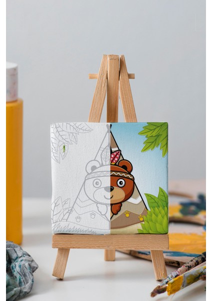 Sevimli Kampçı Ayı, Çocuk Eğitici Tuval Boyama Hobi Seti indirimleri