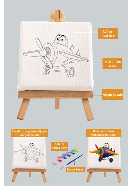 Sevimli Renkli Uçak,çocuk Eğitici Tuval Boyama Hobi Seti fiyatları