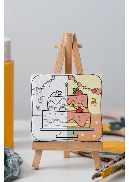 Kız Çocuğu Doğum Günü Pastası, Eğitici Tuval Boyama Hobi Seti indirimleri