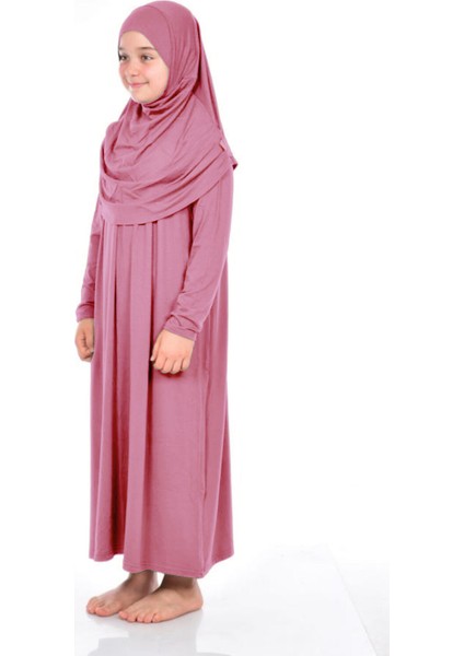 Pratik Çocuk Namaz Elbisesi 8-12 Yaş Pembe