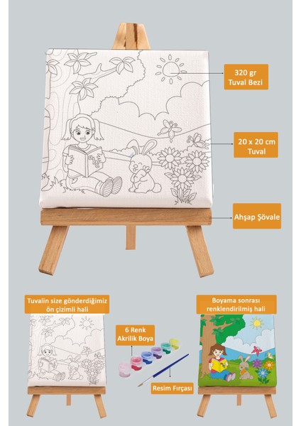 Kitap Okuyan Sevimli Kız, Çocuk Eğitici Tuval Boyama Hobi Seti fiyatları