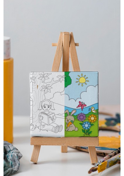 Kitap Okuyan Sevimli Kız, Çocuk Eğitici Tuval Boyama Hobi Seti indirimleri