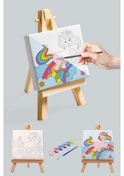 Sevimli Unicorn Kızı, Çocuk Eğitici Tuval Boyama Hobi Seti