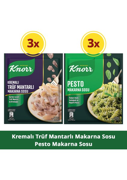 Trüf Mantarlı Makarna Sosu 52gr x3 + Pesto Makarna Sosu 50gr x3