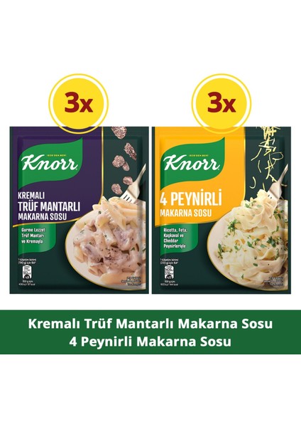 Trüf Mantarlı Makarna Sosu 52gr x3 + 4 Peynirli Makarna Sosu 50gr x3