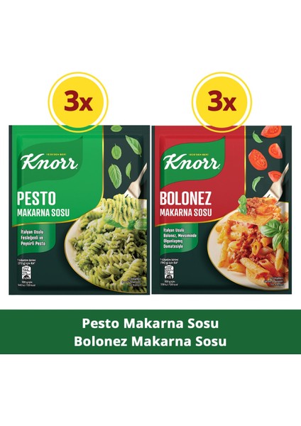 Pesto Makarna Sosu 50gr x3 + Bolonez Makarna Sosu 45gr x3