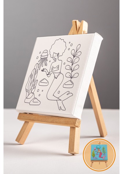 Sevimli Deniz Kızı, Kız Çocuğu Eğitici Tuval Boyama Hobi Seti modelleri