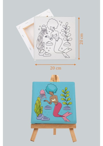 Sevimli Deniz Kızı, Kız Çocuğu Eğitici Tuval Boyama Hobi Seti fırsatları