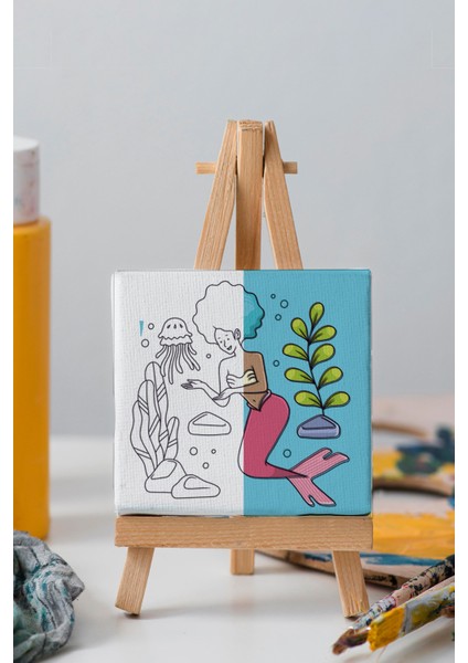 Sevimli Deniz Kızı, Kız Çocuğu Eğitici Tuval Boyama Hobi Seti indirimleri