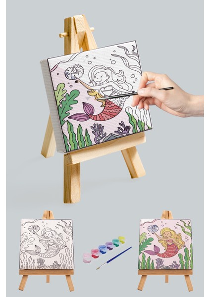 Sevimli Deniz Kızı, Çocuk Eğitici Tuval Boyama Hobi Seti