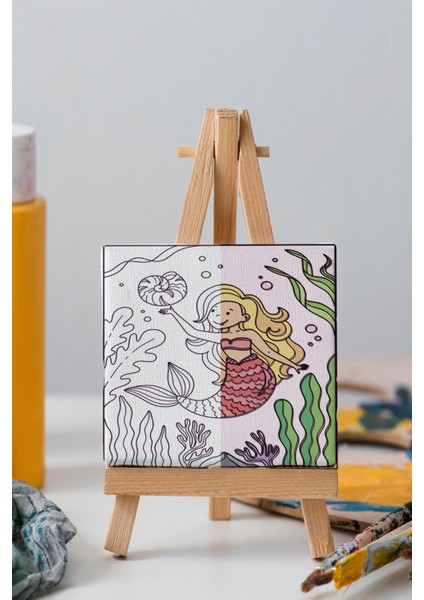 Sevimli Deniz Kızı, Çocuk Eğitici Tuval Boyama Hobi Seti indirimleri