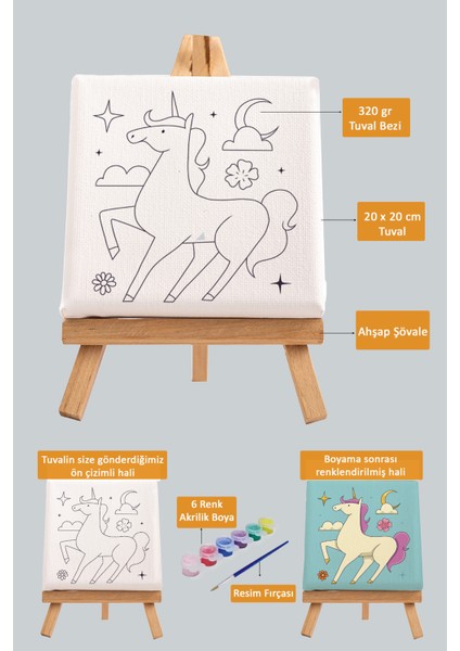 Sevimli Unicorn,kız Çocuğu Eğitici Tuval Boyama Hobi Seti fiyatları