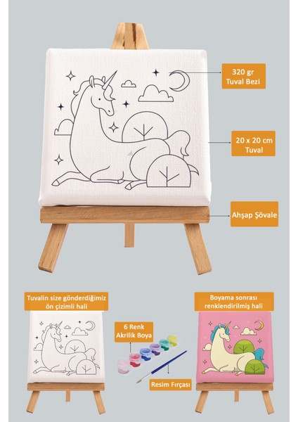 Sevimli Unicorn, Çocuk Eğitici Tuval Boyama Hobi Seti fiyatları