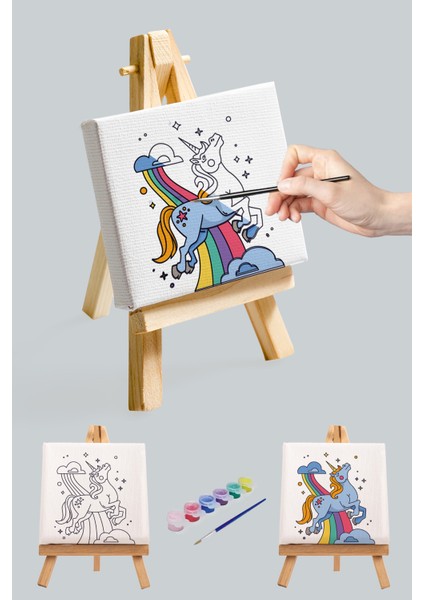 Sevimli Unicorn, Çocuk Eğitici Tuval Boyama Hobi Seti