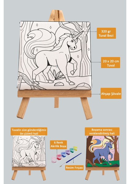 Sevimli Unicorn, Çocuk Eğitici Tuval Boyama Hobi Seti fiyatları