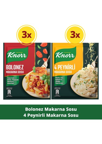 Bolonez Makarna Sosu 45gr x3 + 4 Peynirli Makarna Sosu 50gr x3