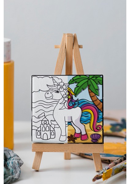 Sevimli Unicorn, Çocuk Eğitici Tuval Boyama Hobi Seti indirimleri