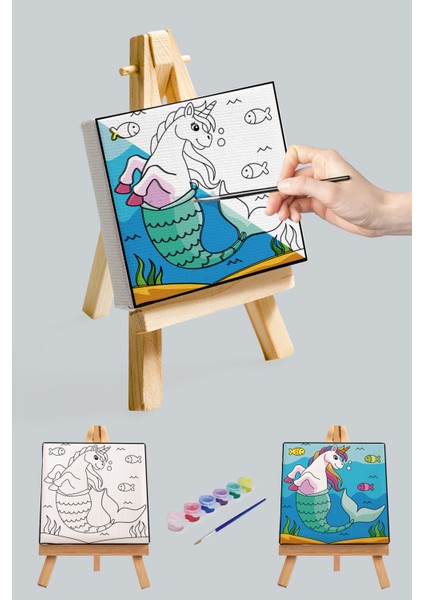 Sevimli Unicorn, Çocuk Eğitici Tuval Boyama Hobi Seti