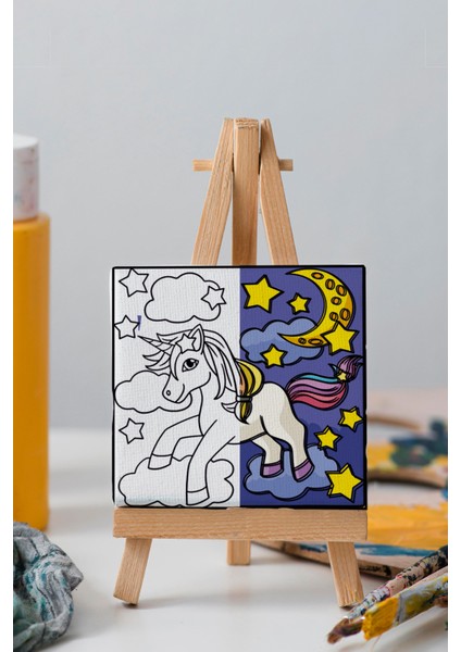 Sevimli Unicorn, Çocuk Eğitici Tuval Boyama Hobi Seti indirimleri