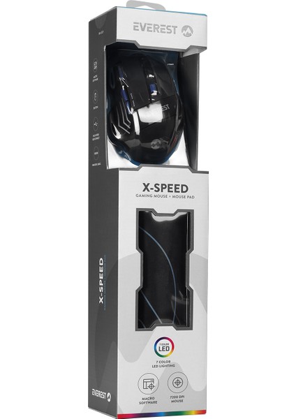 SM-G23 X-Speed Siyah/gümüş 2in1 7200DPI Makrolu Oyuncu Mouse +Gaming Mouse Pad