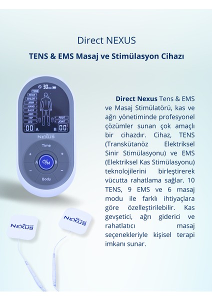 Direct Nexus Tens ve Ems Masaj Stimülatörü