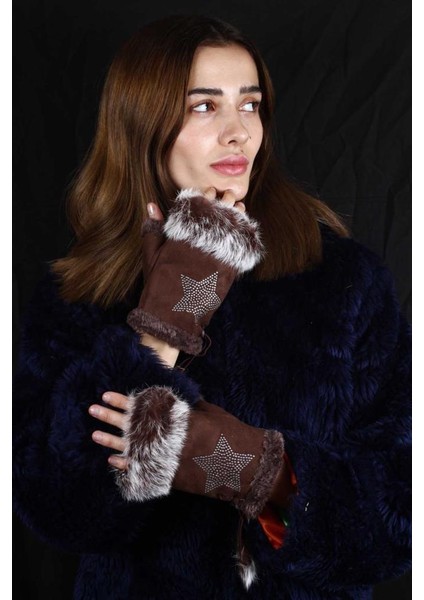 Parmaksız Tasarım Yıldız ve Parıltı Taşlı Kadın Eldiven Ayarlanır indirimleri