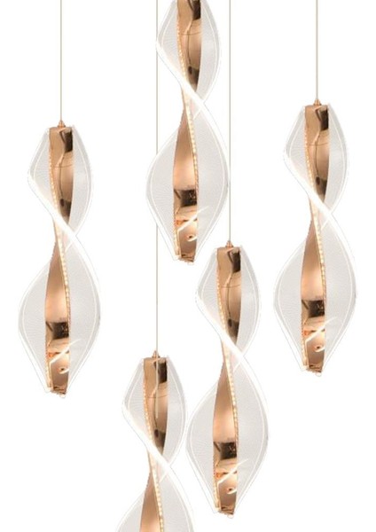 8091-4+1 5li Sarkıt LED Avize(Beyaz Işık -Sarı Işık - Gün Işığı)