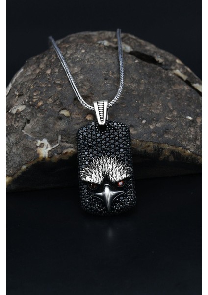 Gümüş Kartal Figürlü Mikro Taş Süslemeli 925 Ayar Gümüş Kolye Zincir 901127 modelleri