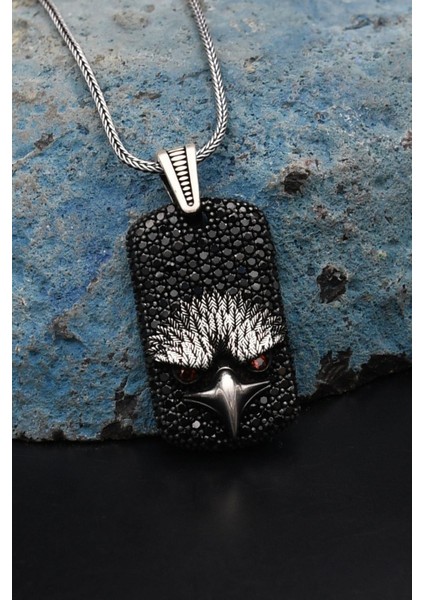 Gümüş Kartal Figürlü Mikro Taş Süslemeli 925 Ayar Gümüş Kolye Zincir 901127 fırsatları