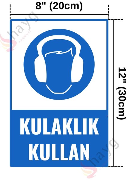 Kulaklık Kulan Isg Tabelası, Uv Baskı Alüminyum Uyarı Levhası, 20CM x 30CM