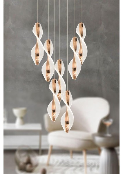 8091-6+1 7li Sarkıt LED Avize(Beyaz Işık -Sarı Işık - Gün Işığı) fiyatları