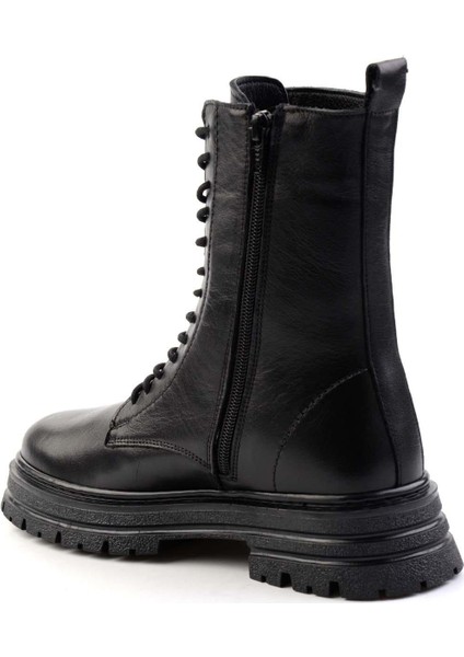Siyah Deri Kadın Bot & Bootie K02750242903 fırsatları