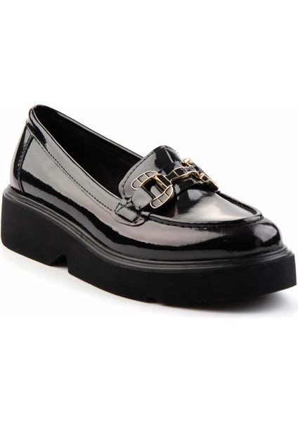Siyah Kırışık Rugan Kadın Loafer Ayakkabı K01257069508 modelleri