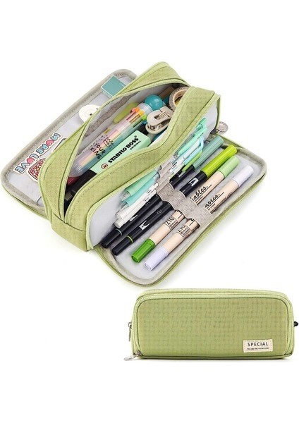 Okul Genç Kız Erkek Için Büyük Kapasiteli Kalem Kutusu 3 Bölmeli Kese Kalem Çantası (Yurt Dışından)