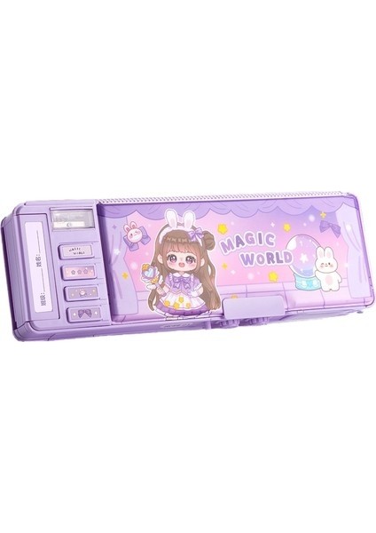 God Of Wealth Çok Fonksiyonlu Kırtasiye Kutusu Kod Kilitli Kalem Kutusu Çift Katmanlı (Yurt Dışından)