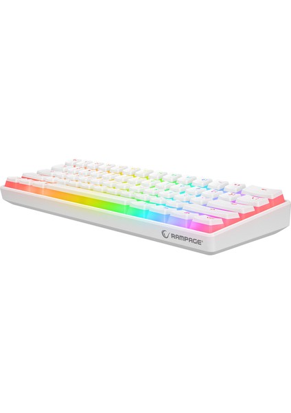 KB-R135 Parvus Beyaz Type-C Bağlantilı RGB Puding Tuşlu Red Switch Us Gaming Oyuncu Klavyesi