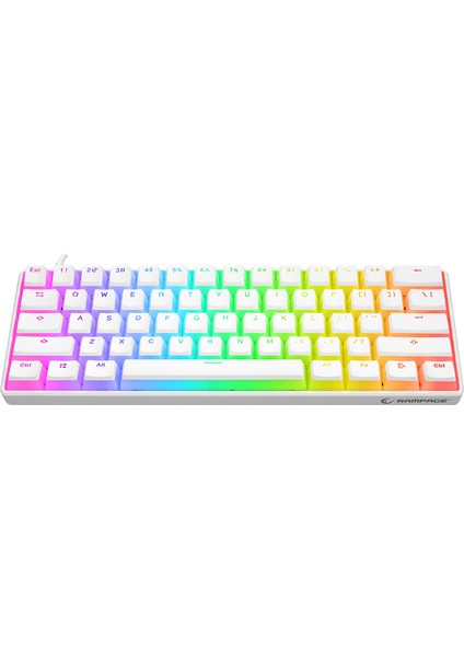 KB-R135 Parvus Beyaz Type-C Bağlantilı RGB Puding Tuşlu Red Switch Us Gaming Oyuncu Klavyesi