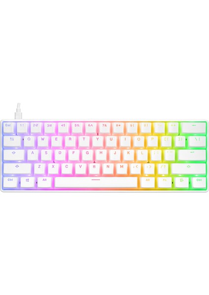 KB-R135 Parvus Beyaz Type-C Bağlantilı RGB Puding Tuşlu Red Switch Us Gaming Oyuncu Klavyesi