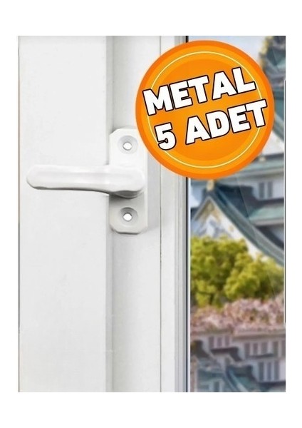 Bebek Çocuk Pimapen Metal Pvc Kapı Pencere Emniyet Koruma Kilidi Mandalı Cam Kilidi Beyaz (5 Adet)
