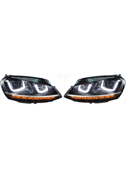 - Ön Far Set ( Çift U Led Kayar Sinyal ) Golf 7 13- -