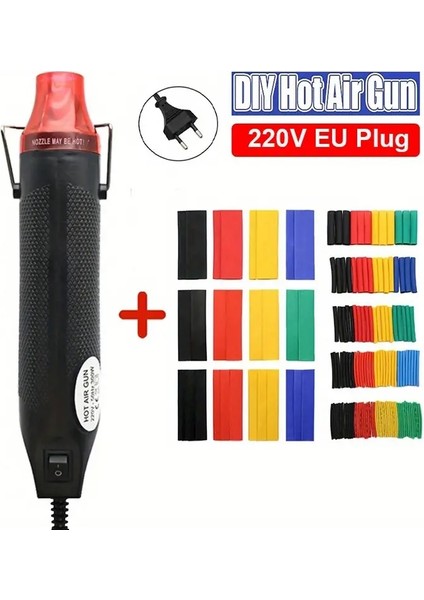 220V 300W Sıcak Hava Isı Tabancası & 200 Parça Kablo Set