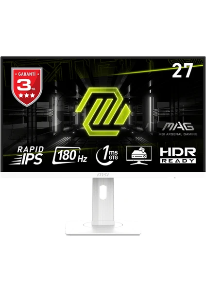 Msı 27" Mag 274PFW 1920X1080 (Fhd) Flat Rapıd IPS 180HZ 1ms Adaptıve-Sync Pıvot Beyaz Gamıng Monıtor