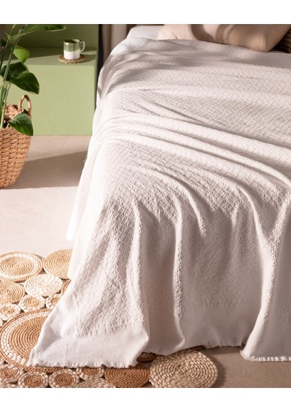 Aceline Çift Kişilik %100 Pamuk Yatak Örtüsü - Beyaz fiyatları