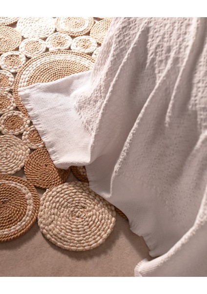 Aceline Çift Kişilik %100 Pamuk Yatak Örtüsü - Beyaz indirimleri