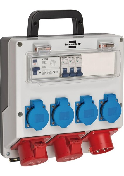 IP44 Lisanslı Şantiye Kullanımına Uygun Duvar Tipi Sigorta Şalterli Güç Dağıtıcısı 4/16A - 3x Ls 230V/16 A