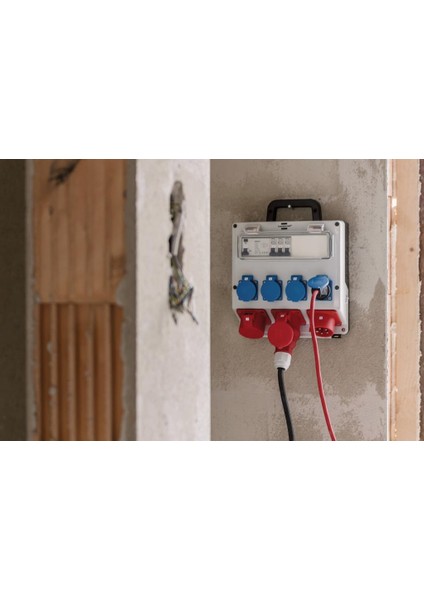 IP44 Lisanslı Şantiye Kullanımına Uygun Duvar Tipi Sigorta Şalterli Güç Dağıtıcısı 4/16A - 3x Ls 230V/16 A
