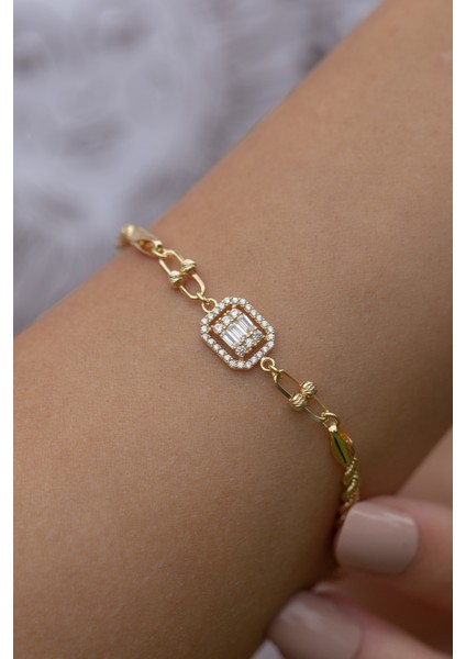 Baget Dorikalı Halat Zincirli Altın Bileklik CGKBLK0156