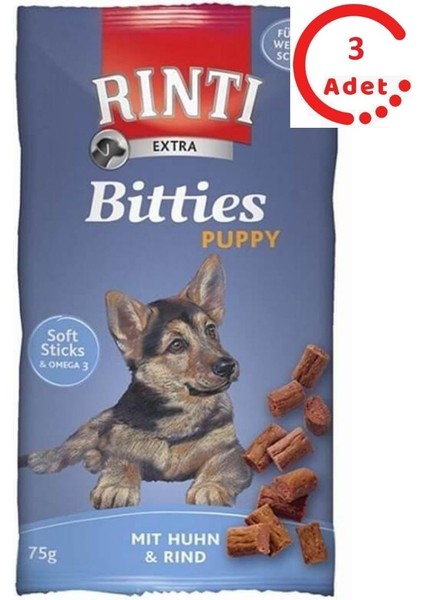 Bitties Puppy Tavuklu ve Sığır Etli Yavru Köpek Tamamlayıcı Ödül 75 gr x 3 Adet